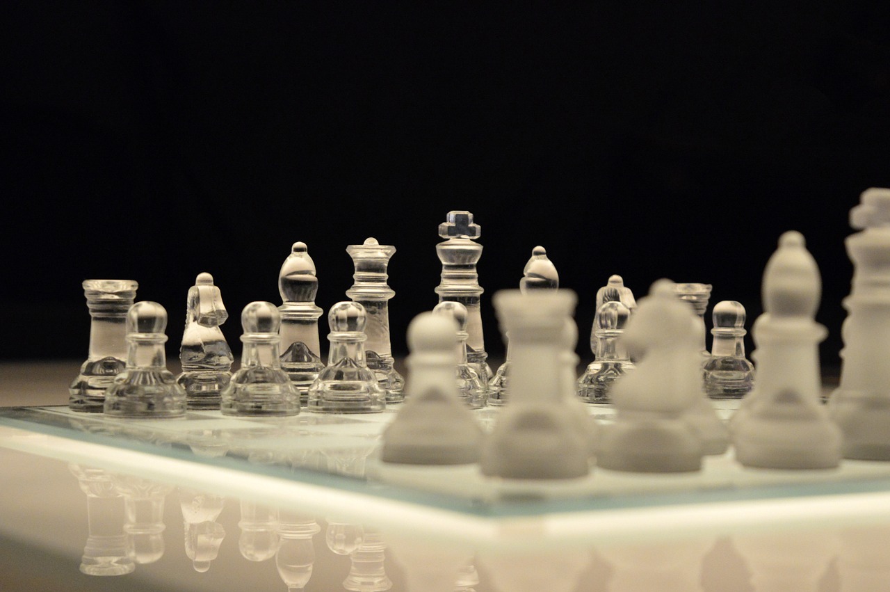 Chess board, with pieces at the ready