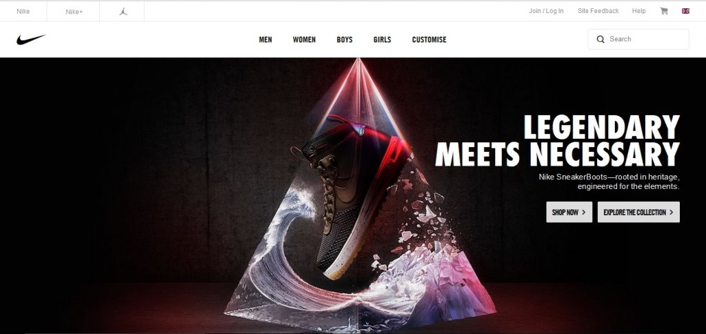 Story telling on Nike's home page